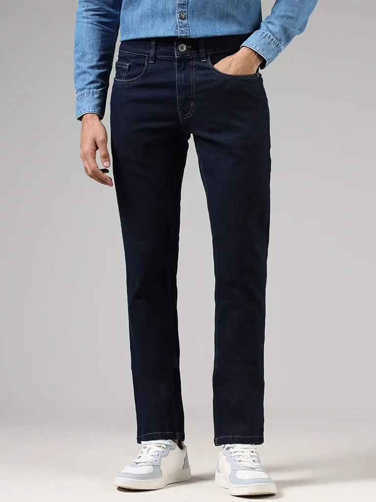 WES Casuals Navy Relaxed - Fit Mid - Rise Jeans