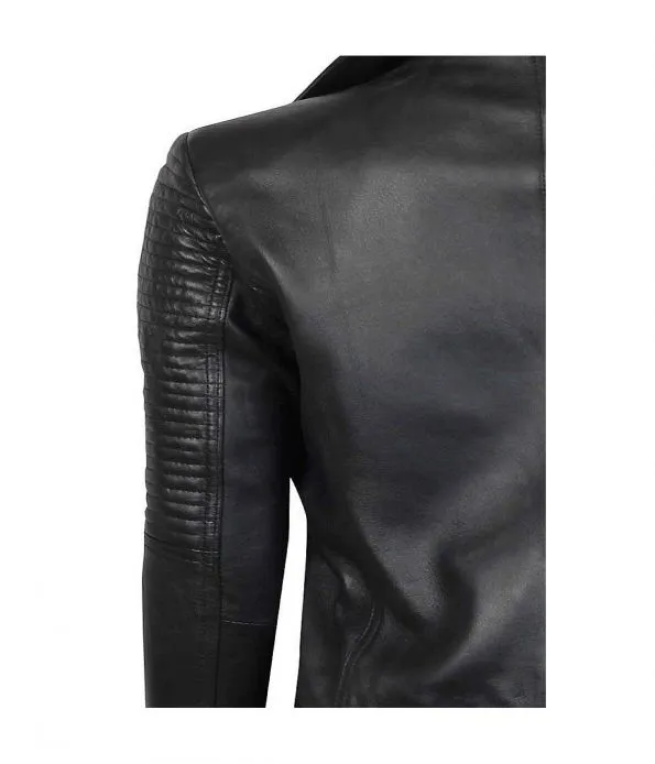 Women's Asymmetrical Quilted Biker Jacket