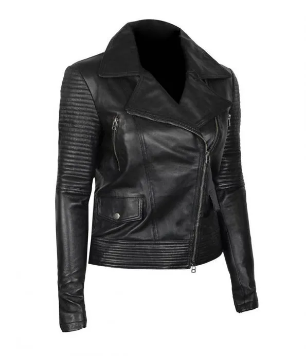 Women's Asymmetrical Quilted Biker Jacket