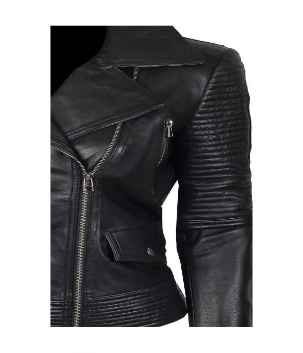 Women's Asymmetrical Quilted Biker Jacket