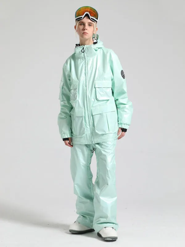 Women's Gsou Snow Neon Holographic Cargo Snowsuit